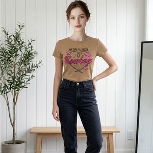 Social Edition Women’s XS NWT Valentine's Day Hey Cupid Cowboy Graphic Tee
